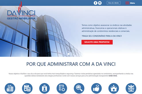 Imagem da página inicial do site da Da Vinci